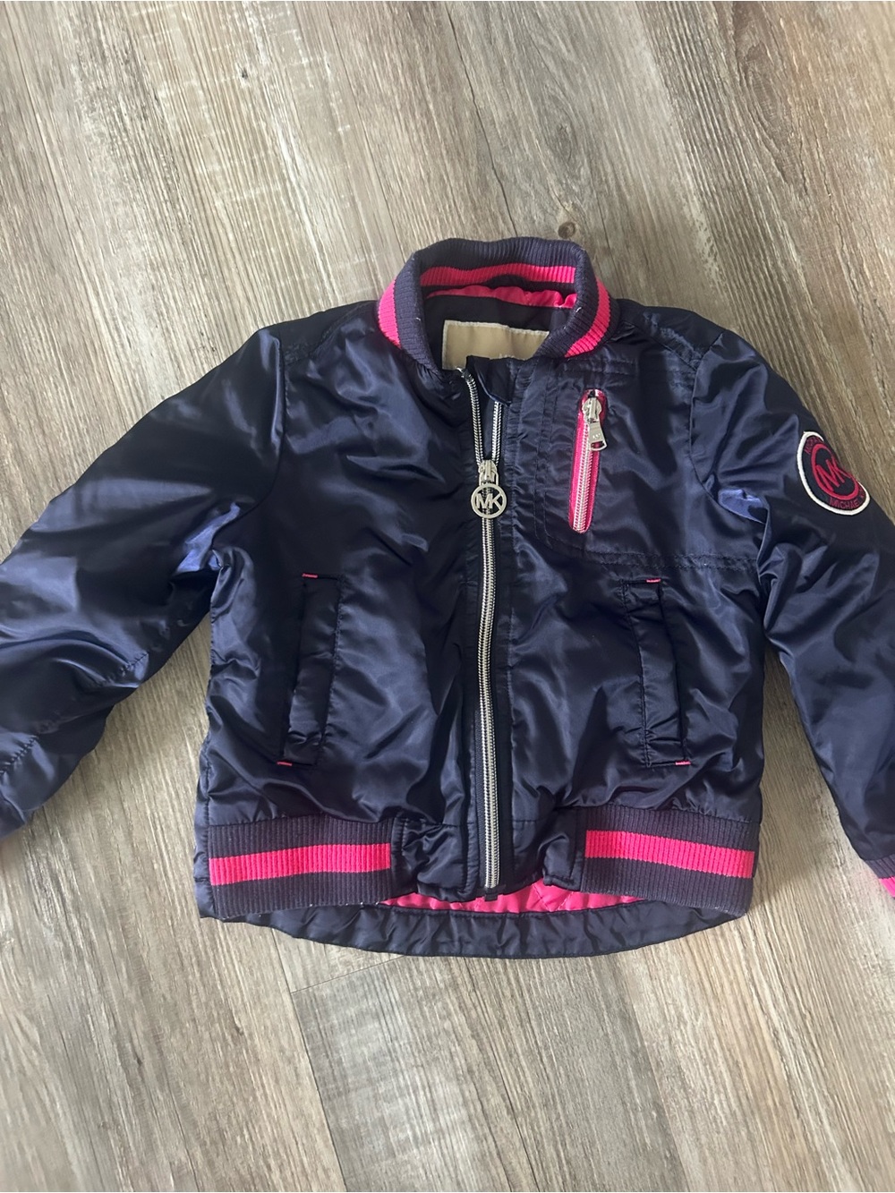 Michael Kors Navy and Hot Pink Girls' Bomber Jacket